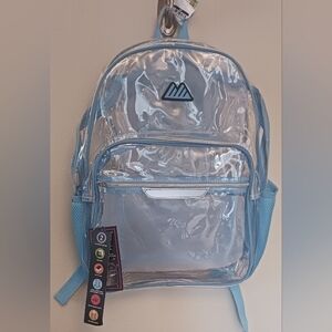 Summit Ridge Waterproof Clear Backpack Blue Water Bottle Holder Stadium Approve